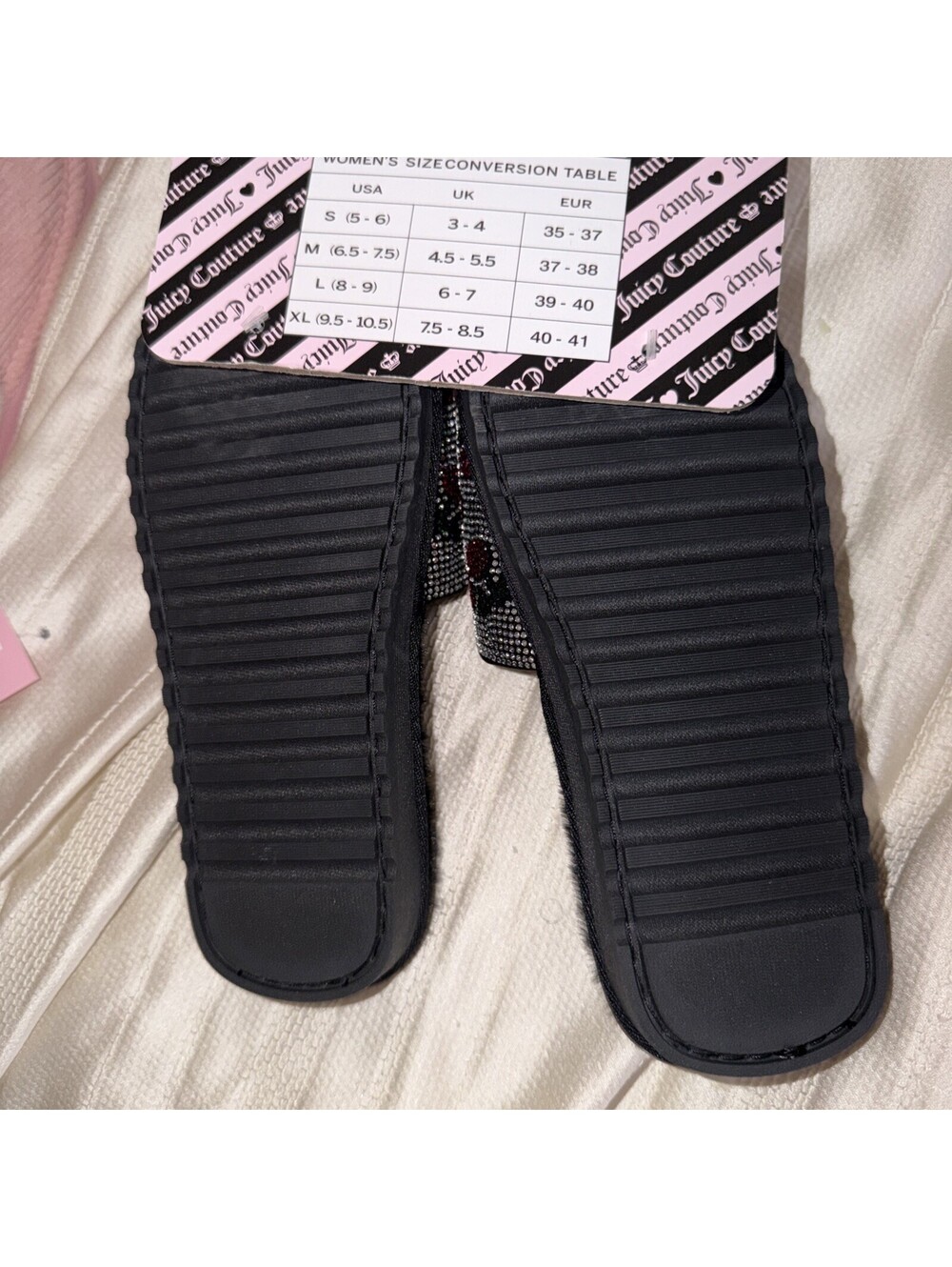 Juicy Couture Slipper Black With Cherry Bling Covering The Top 5/6 - Picture 3 of 6